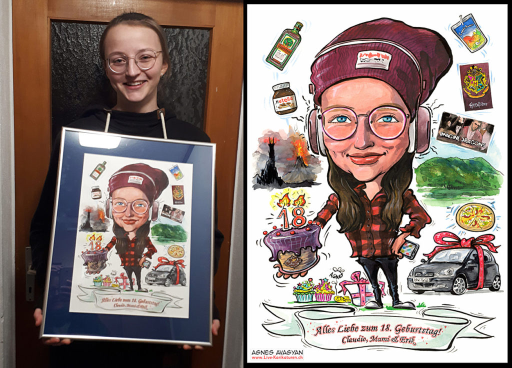 Agnes Karikaturen, www.Live-Karikaturen.ch, Live Karikaturistin für Unterhaltung, Künstler, Alleinunterhalter, Hochzeit, Geburtstag, Firmenevent, Geschäftsanlass, Jubiläum, Pensionierung, Geschenkidee, Portraitbild zeichnen